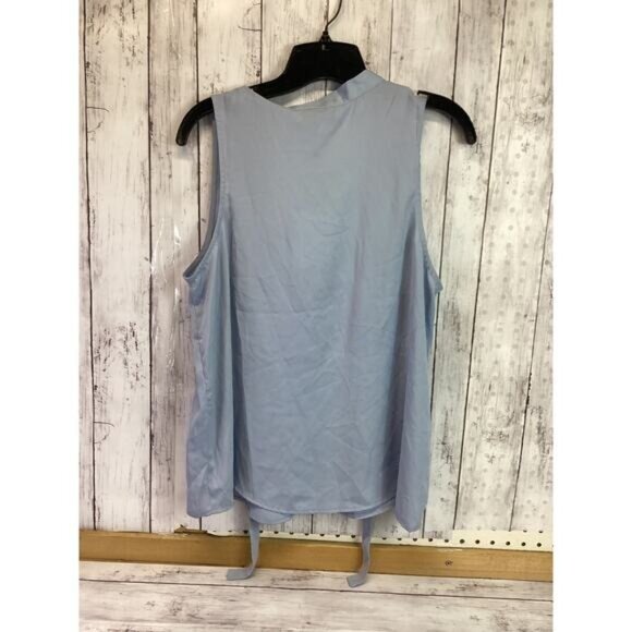 Country Club Chic L'Academie The 70's Sleeveless Sateen V-neck Blue Size M - Picture 4 of 6